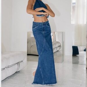 ONE MILE HARLEY DENIM MAXI SKIRT